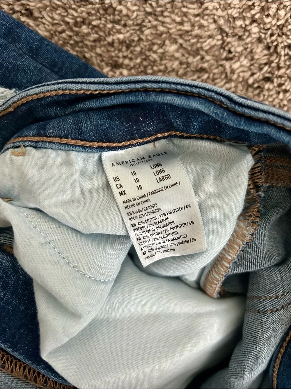 American Eagle Outfitters Dark Blue Ripped Skinny Jeggings